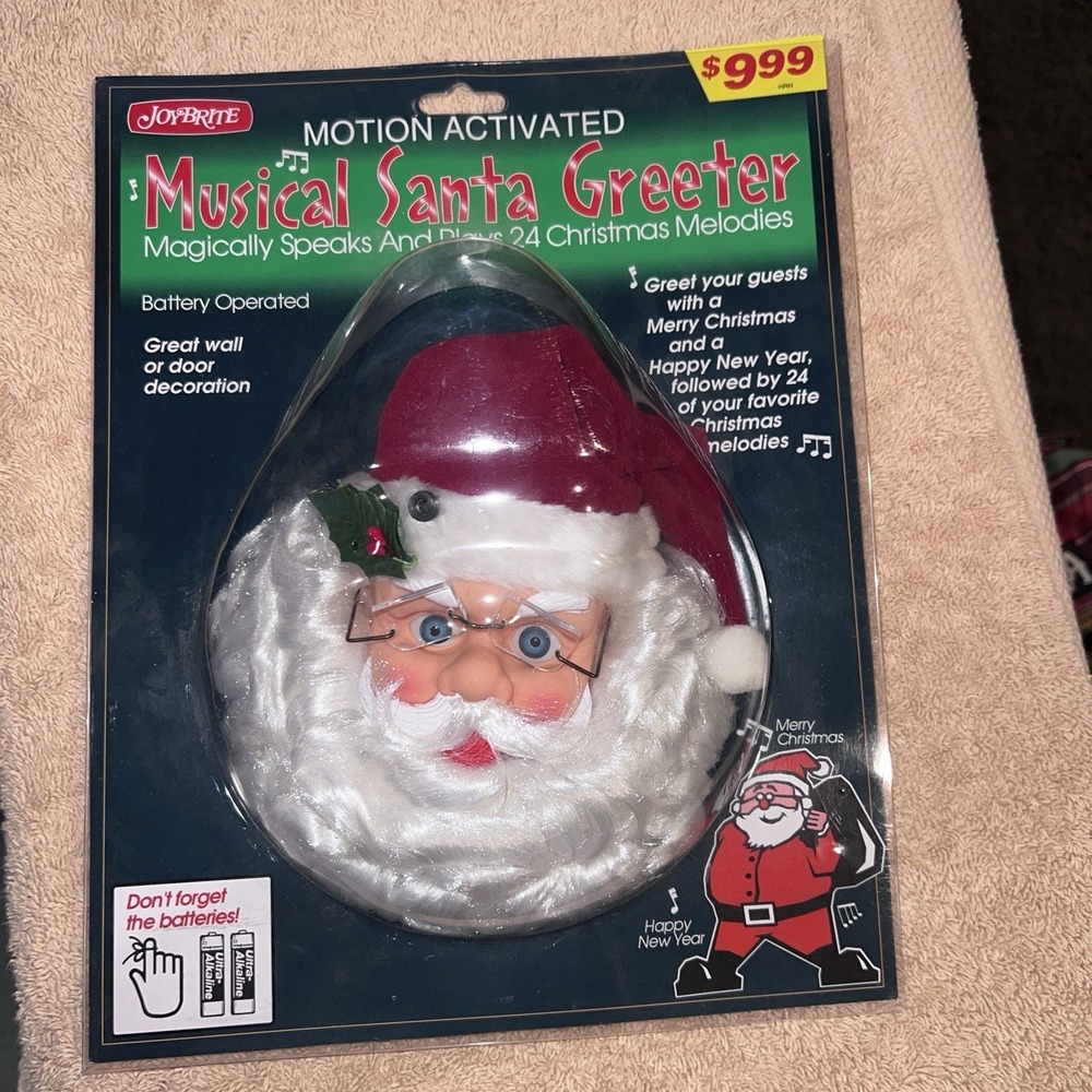 Joybrite Santa Claus Musical Greeter 24 Tunes Motion Activated Decor Vintage NOS